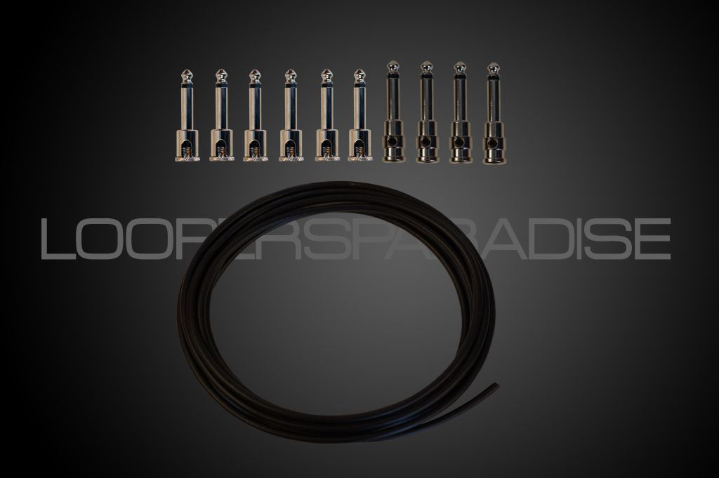 George L´s Cable Kit, 6 Angled + 4 Straight Nickel Plugs, 3m Cable 0.155, Black