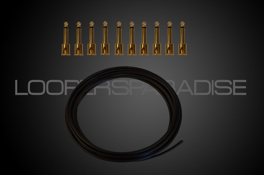 George L´s Cable Kit, 10 Angled Brass Plugs, 3m Cable 0.155, Black
