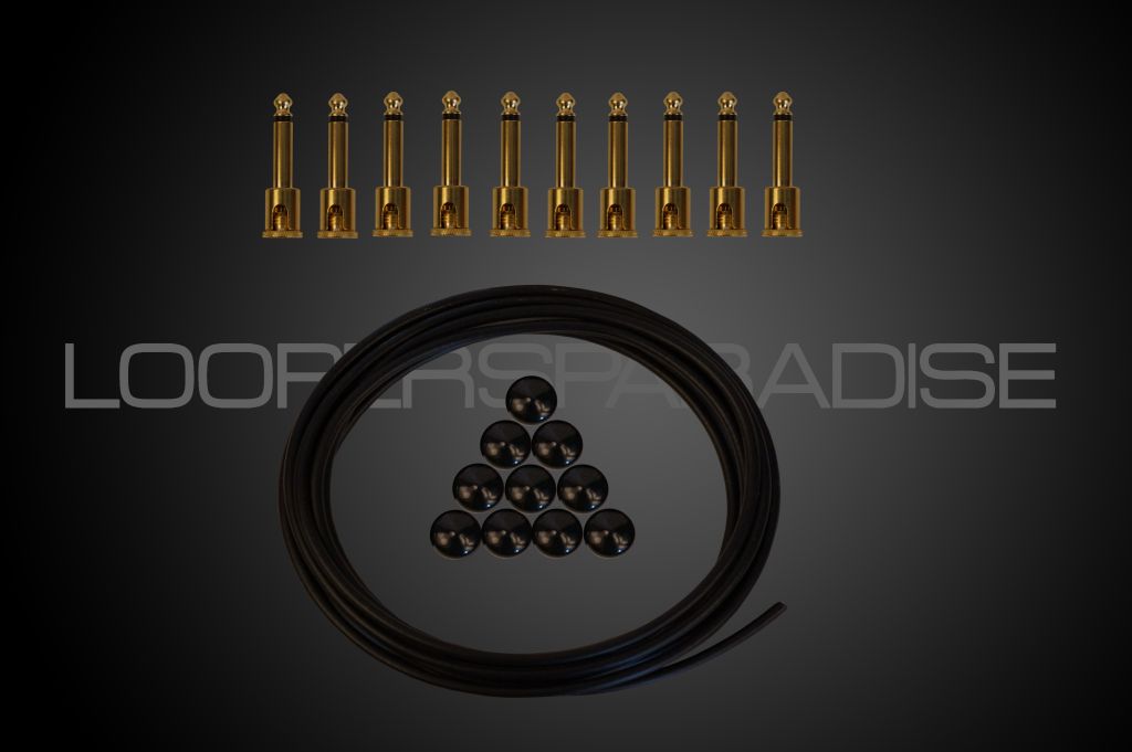 George L´s Kit, 10 Angled Brass Plugs, 10 x Stress Relief, 3m Cable 0.155, Black 