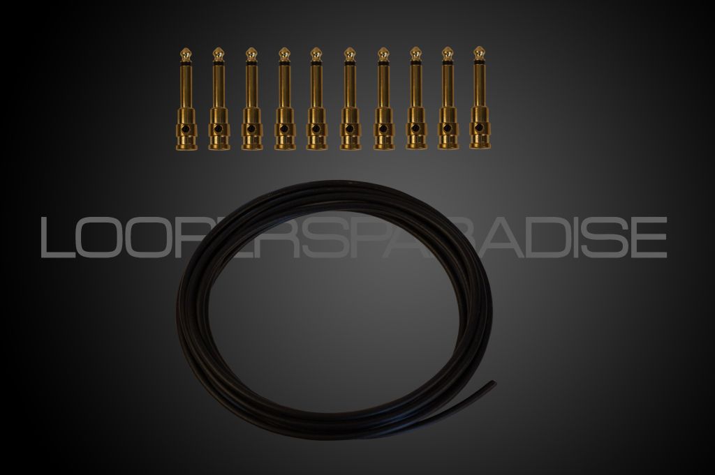 George L´s Cable Kit, 10 Straight Brass Plugs, 3m Cable 0.155, Black