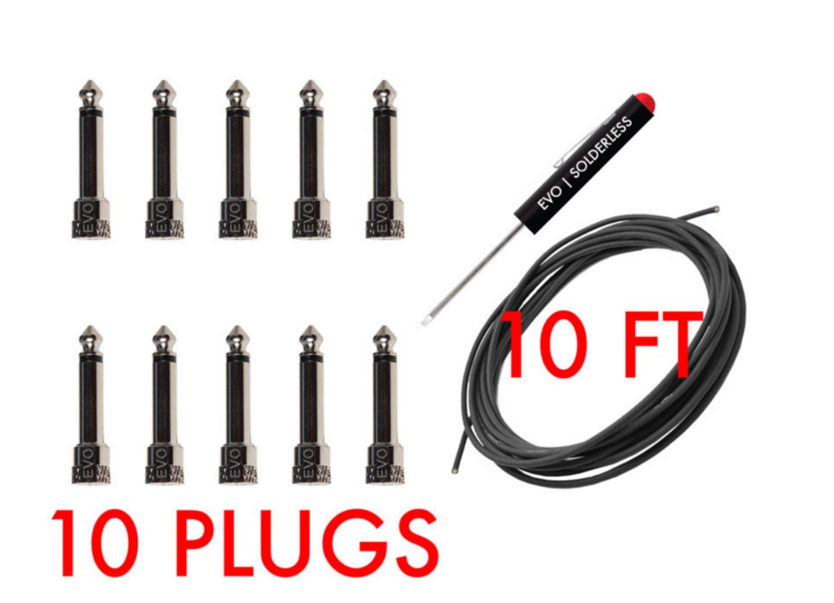 Disaster Area EVO Cables EVO solderless Cable Kit 10 Plugs + 3 Meter Cable Black